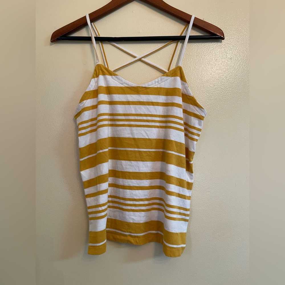 Universal Thread Womens New Gold White Striped Cropped Tank Top Size S